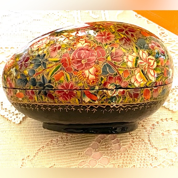 Kasmiri “Easter” Egg Handmade 5” Gold/Beautiful Colors One-of-A-Kind All Season - Picture 5 of 10